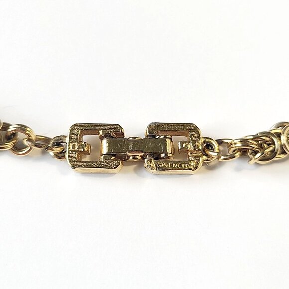 Vintage Givenchy Gold Plated 18" Byzantine Braided Chain Necklace Logo Clasp 80s - Picture 7 of 9